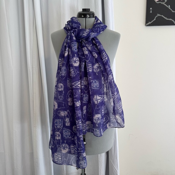 The Limited Accessories - The Limited Purple Sheer Scarf with White Purse Print Lightweight Fashion Wrap